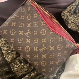 LV Brown and Red Monogram makeup bag